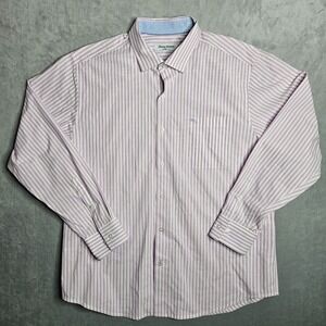 Tommy Bahama Island Zone Shirt Mens‎ Large Purple White Striped Button Up Pocket